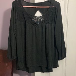 Lacy bodice detail, peekaboo back